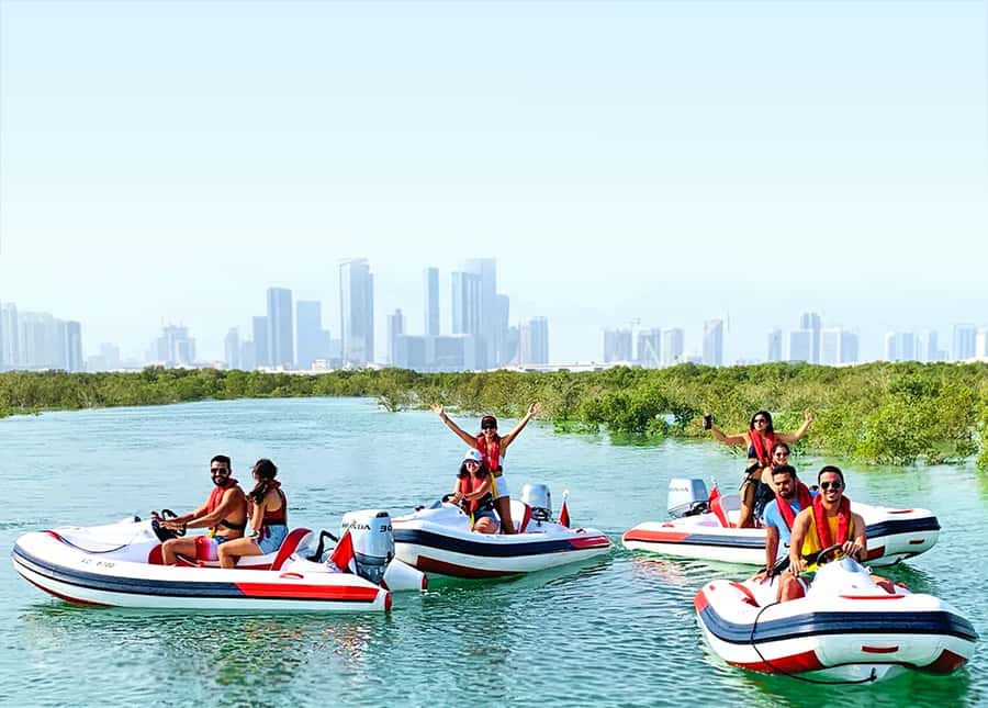 Abu Dhabi: Yas Island Self-Driving Guided Speedboat Tour - Yas Island from the pilot seat: how the Rhino Rider tour feels