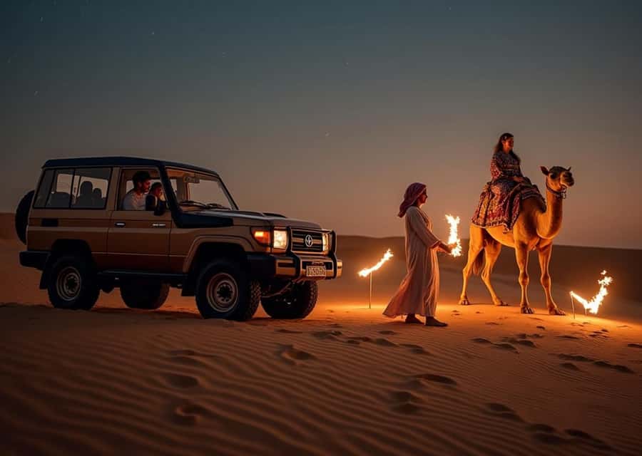 Doha: Nighttime Desert Safari with Dune Bashing & Camel Ride - Doha Pickup: From Qatar National Museum Metro Station