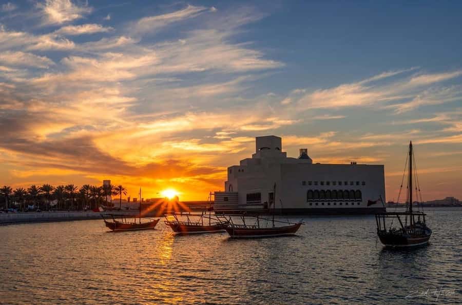 Doha: Sunset Serenade Skyline Dhow Cruise with Buffet Dinner - Getting there the practical way: Corniche drive and Dhow Harbor views