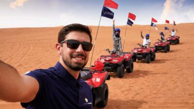 Dubai Desert Safari - Camel Ride, Sandboarding & 30 Min Quad - The Lahbab Base Stop: Tire Deflation, Photos, and the Tiny Camel Moment