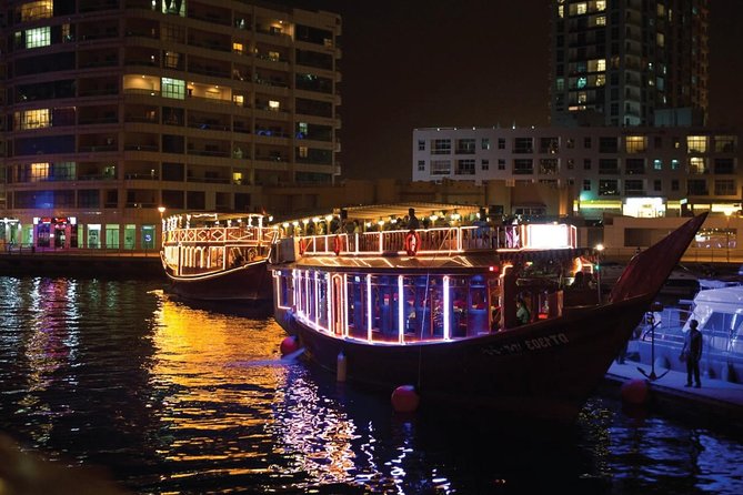 Dubai Dhow Dinner Cruise Marina with pickup drop option - A Floating Night View of Dubai Marina