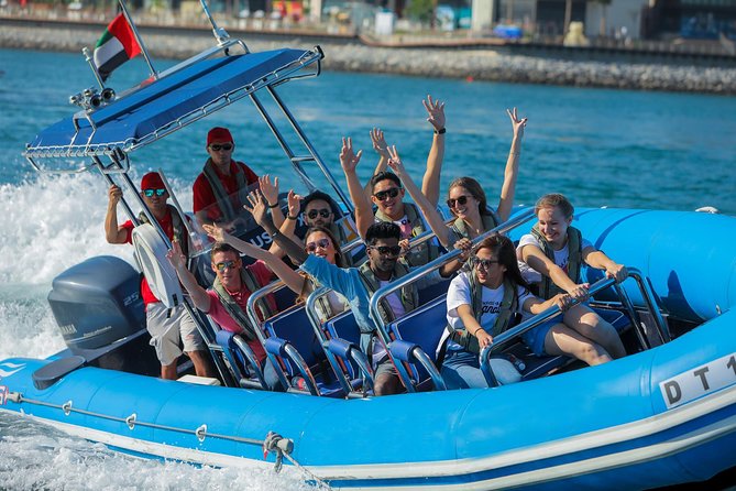 Dubai Speedboat Tour, Marina, Atlantis, Palm & Burj Al Arab - Dubai Marina and the Dubai Eye island: the first big skyline hit