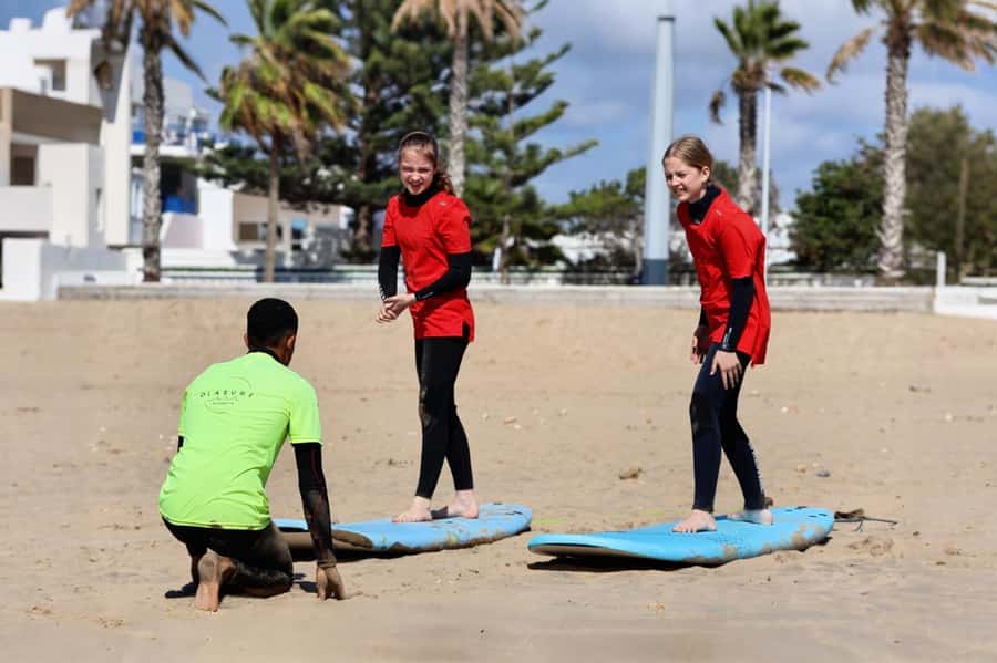 Essaouira: Surf Lessons - The Land Warm-Up: Safety Rules and Standing Technique First