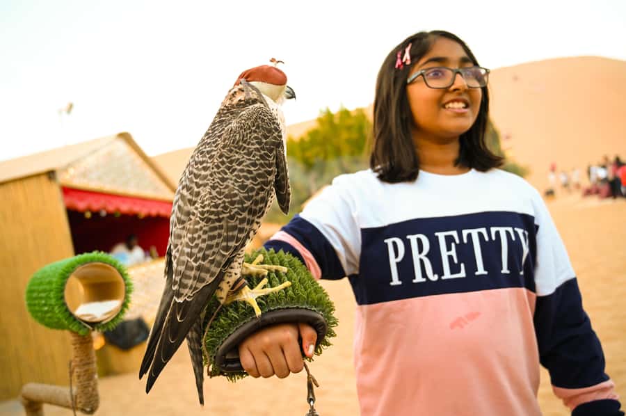 From Abu Dhabi: Dune Bashing Desert Safari - Traditional Arabic camp: costume photos, coffee, and sweets