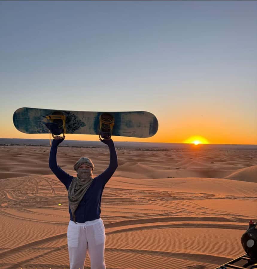 From Fes: 2-Day Merzouga Desert Trip w/Luxury Tent & Dinner - The Merzouga arrival: camels, sandboarding, and a sunset you can’t fake