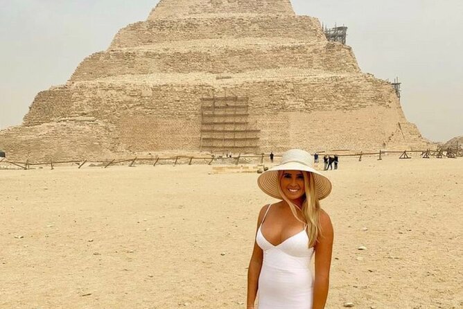 Great Giza Pyramids, Sphinx , saqqara step Pyramid , Memphis city - Lunch at Elharam: open buffet mix grill with pyramid views