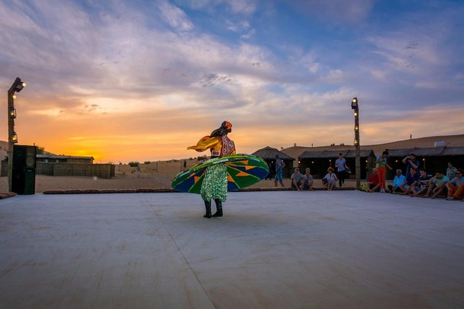 Half-Day Dubai Desert Safari With 7 Live Shows and BBQ Dinner - Seven Live Shows at Sunset: Tanoura, Belly Dance, Fire