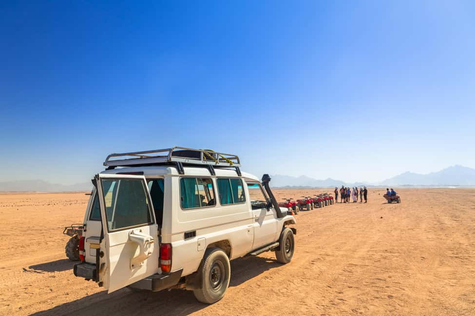Hurghada: ATV Quad, Jeep and Buggy Safari with BBQ Dinner - Getting picked up and headed into the desert
