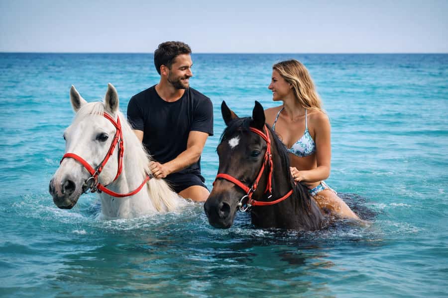 Hurghada: Sea & Desert Horse Riding tour/w Swimming&Transfer - Desert sand and Red Sea shoreline: what you experience during the ride