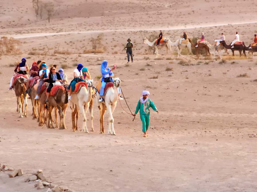 Marrakech: Agafay Camel Ride & Dinner with Fire Show Tour - Moroccan Dinner in an Open-Air Camp: Food, Music, and the Fun Part