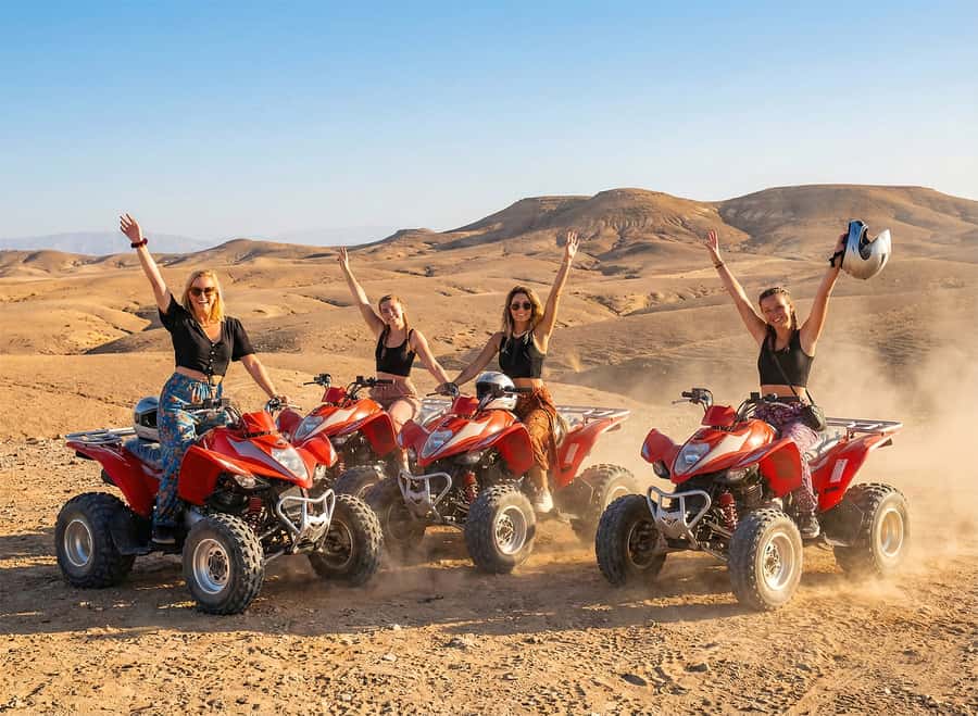 Marrakech: Agafay Desert: Camel ride Quad Bike, Dinner show - The Scenic Desert Pool Break With Atlas Mountain Views