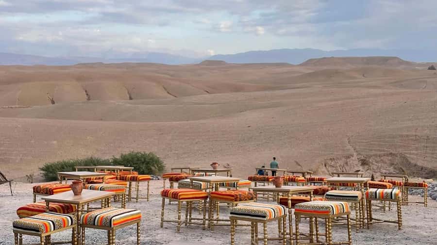 Marrakech: Agafay Desert Quad, Camel or Pool Day with Lunch - The Evening Show: Gnawa Music, Belly Dancers, and Fire Performances