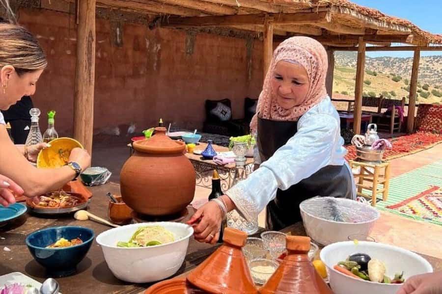 Marrakech: Atlas Mountains Cooking Class with Berber Family - Tea, terrace views, and that 3-course mountain lunch