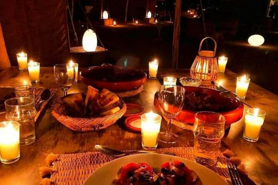 Marrakesh: Agafay Desert Sunset, Camel Ride, and Dinner Show - Dinner in the Desert Camp: Tajines, Couscous, and Gluten-Free Reality