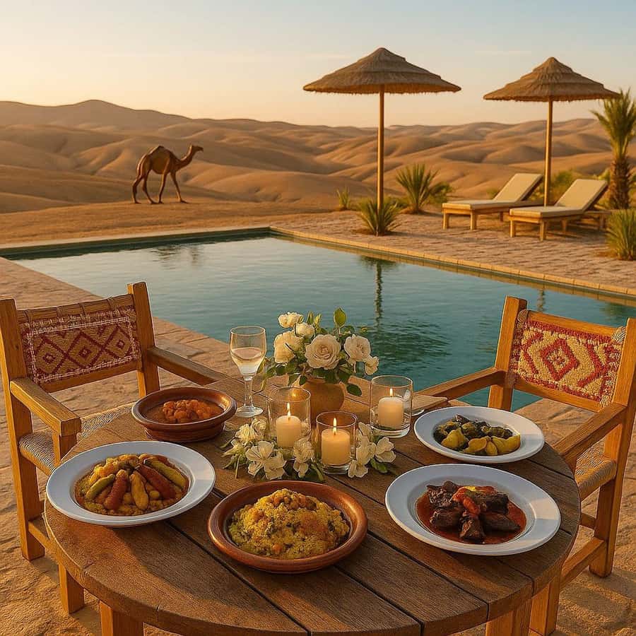 Marrakesh: Agafay Desert Tour with Lunch and Swimming Pool - Berber Camp Lunch with Moroccan Staples and Tagine