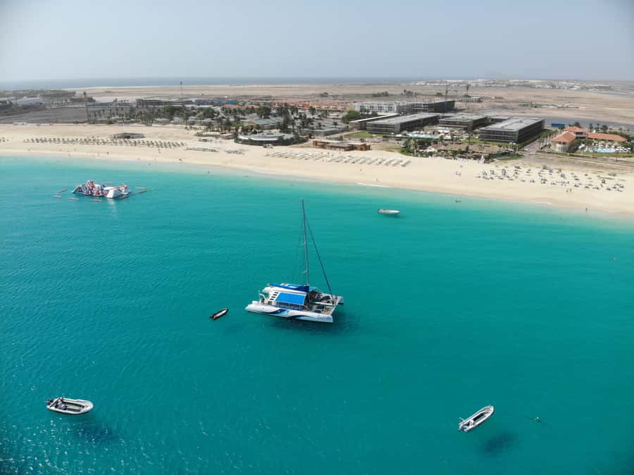 Sal: All-Inclusive Half-Day Lounge Catamaran Cruise - Swim, Snorkel, Fishing, and the Floating Pool Safety Net