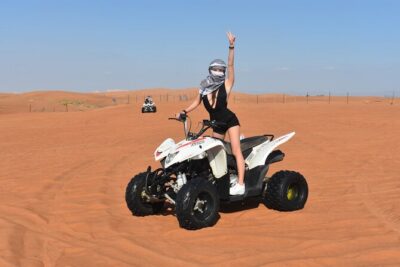 Sunset Desert Safari Quad bike Camel ride Sand Board & BBQ Dinner - Pickup in Dubai or Sharjah: your time stays yours