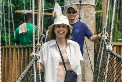 The Cape Coast Day Tour - Kakum National Park: the canopy walkway at about 40 meters up